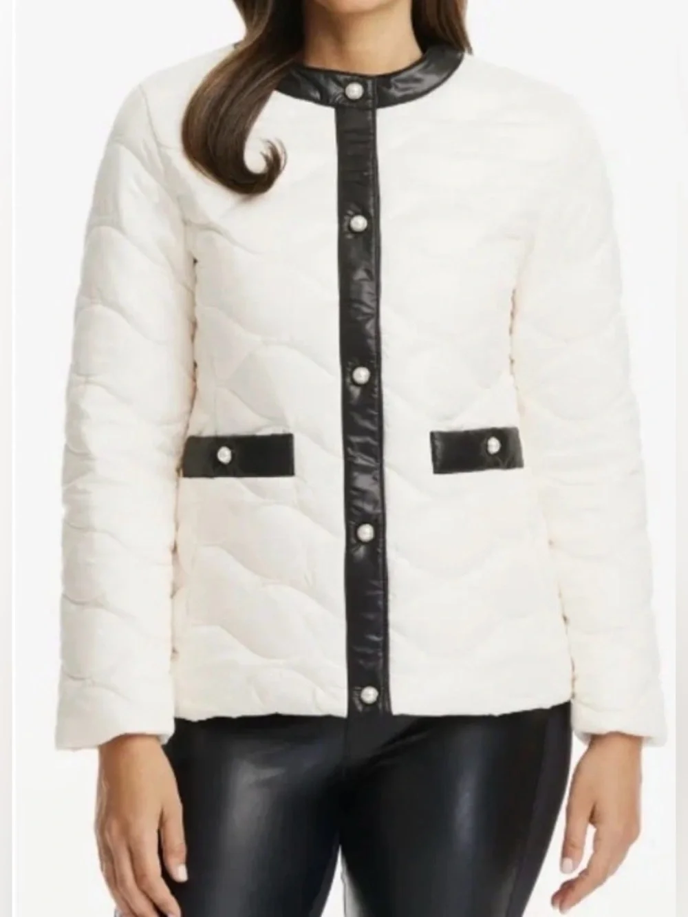 NWOT kate spade New York Quilted Jacket with Pearl Buttons